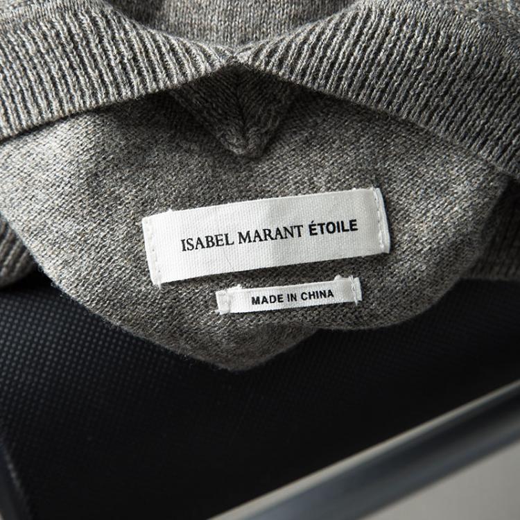 Pre Owned Isabel Marant Etoile Grey Melange Knit V Neck Sweater M