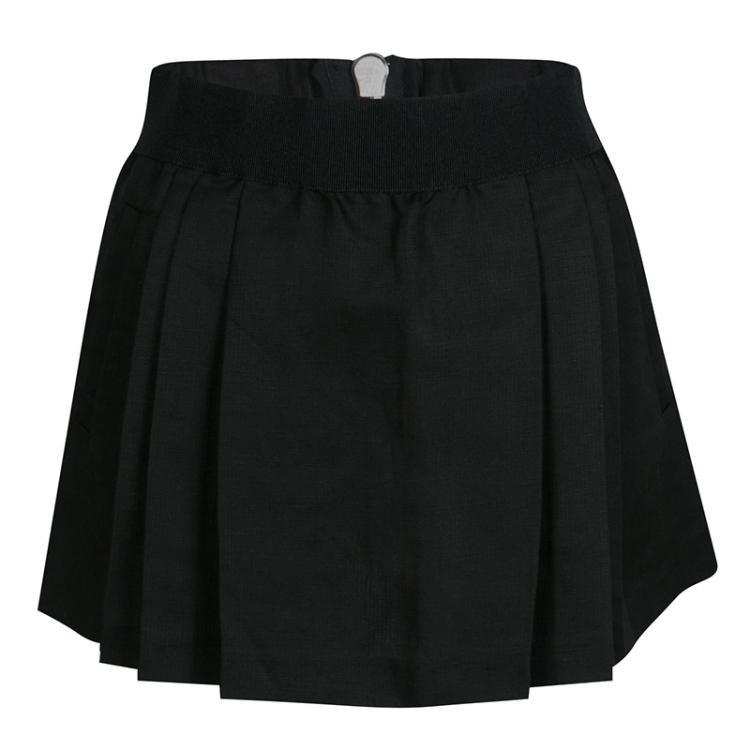 Pre Owned Isabel Marant Black Tencel and Linen Pleated Mini Skirt S