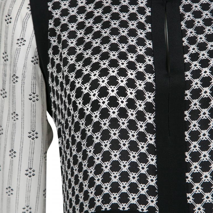 Pre Owned Isabel Marant Monochrome Printed Silk Long Sleeve Melissande Maxi Dress M