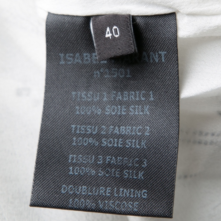 Pre Owned Isabel Marant Monochrome Printed Silk Long Sleeve Melissande Maxi Dress M