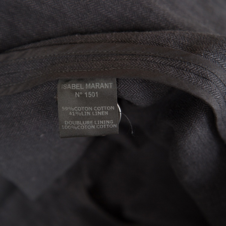 Pre Owned Isabel Marant Etoile Dark Grey Herringbone Weave Blazer M