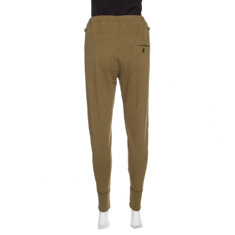 Pre Owned Isabel Marant Etoile Khaki Green Distressed Hem Jogger Pants M