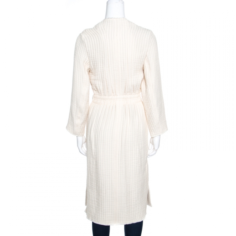 Pre Owned Isabel Marant Cream Cotton Glasco Structured Quilted Long Coat S