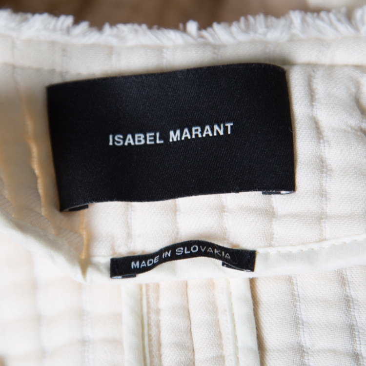 Pre Owned Isabel Marant Cream Cotton Glasco Structured Quilted Long Coat S