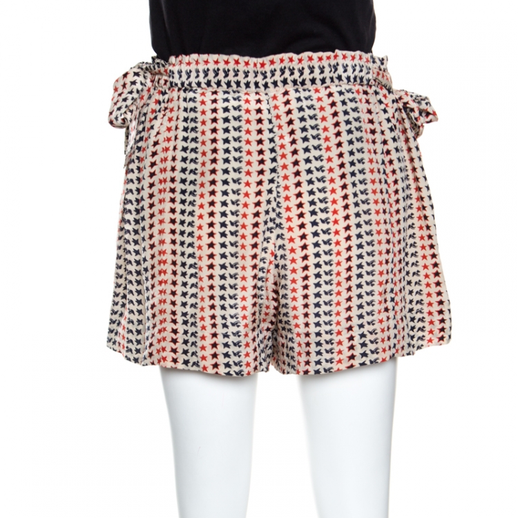 Pre Owned Isabel Marant Etoile Star Printed Silk Bow Detail Shorts M