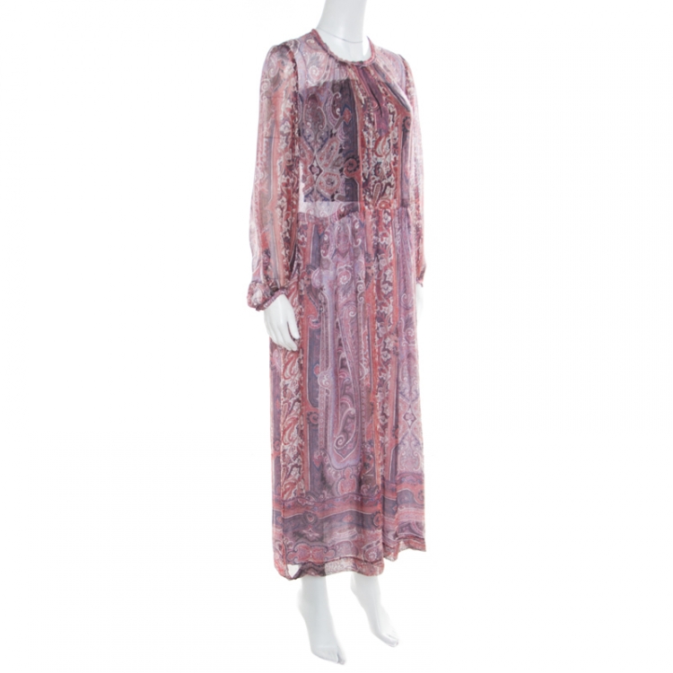 Pre Owned Isabel Marant Paisley Printed Sheer Silk Gauze Samuel Midi Dress M