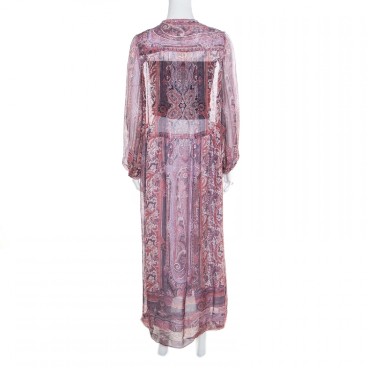Pre Owned Isabel Marant Paisley Printed Sheer Silk Gauze Samuel Midi Dress M