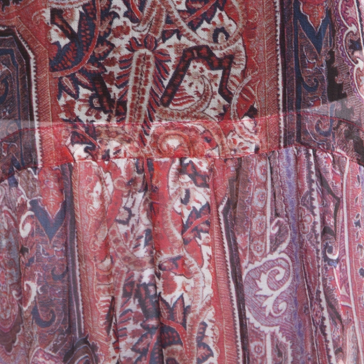 Pre Owned Isabel Marant Paisley Printed Sheer Silk Gauze Samuel Midi Dress M