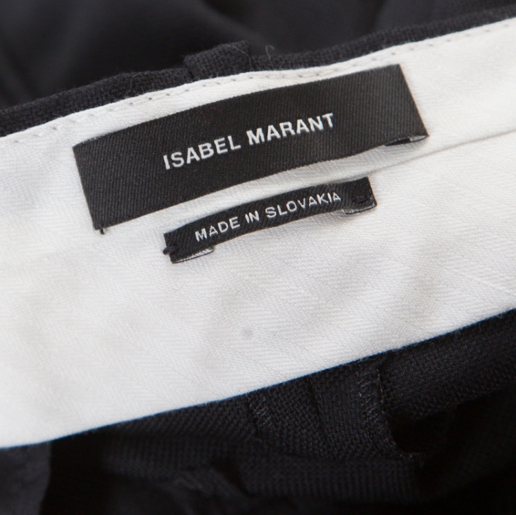Pre Owned Isabel Marant Black Wool Cropped Straight Fit Formal Trousers L