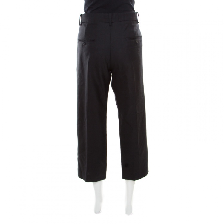 Pre Owned Isabel Marant Black Wool Cropped Straight Fit Formal Trousers L