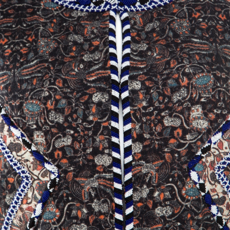 Pre Owned Isabel Marant Multicolor Floral Printed Bead Trim Embellished Reilly Jacket S