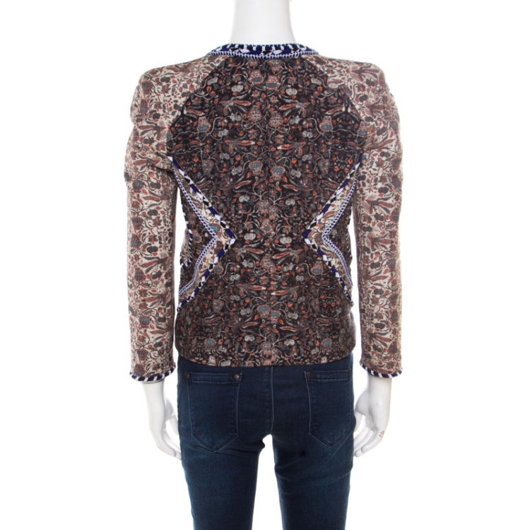 Pre Owned Isabel Marant Multicolor Floral Printed Bead Trim Embellished Reilly Jacket S