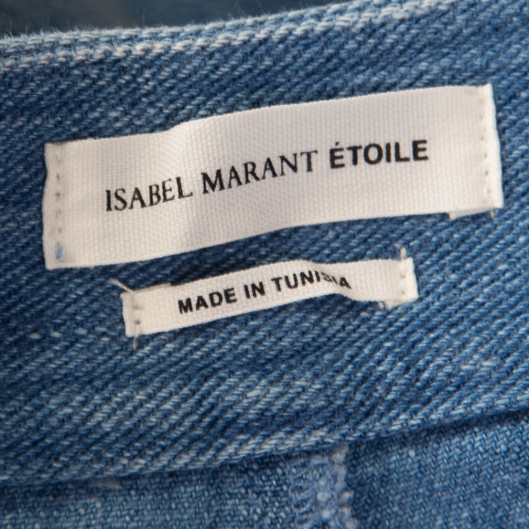 Pre Owned Isabel Marant Etoile Indigo Faded Effect Denim High Waist Flared Bottom Jeans M