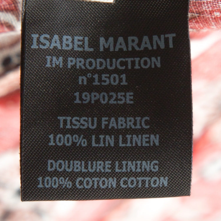 Pre Owned Isabel Marant Etoile Brick Red Paisley Print Linen One Shoulder Ruffle Mini Teller Dress S