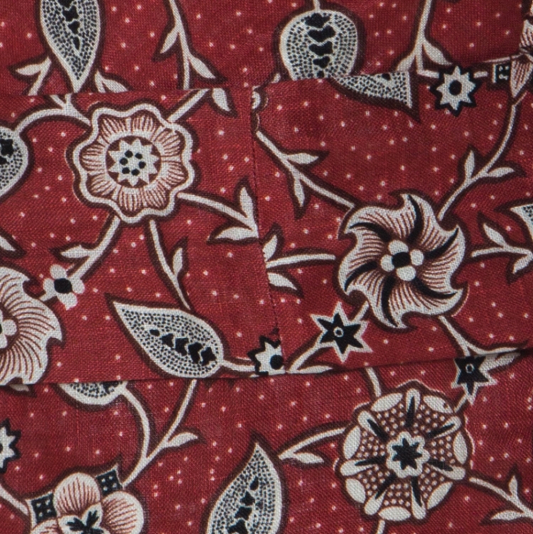 Pre Owned Isabel Marant Etoile Brick Red Paisley Print Linen One Shoulder Ruffle Mini Teller Dress S