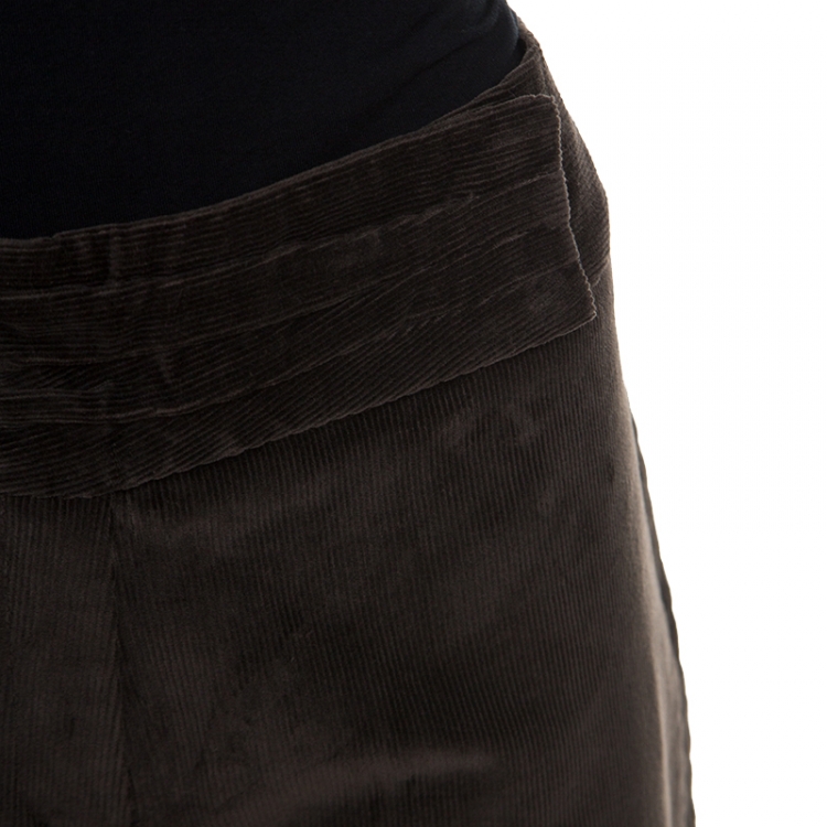 Pre Owned Isabel Marant Brown Corduroy Ruched Belt Detail Trousers S