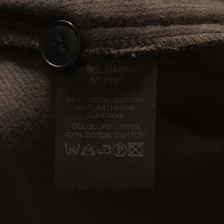 Pre Owned Isabel Marant Brown Corduroy Ruched Belt Detail Trousers S