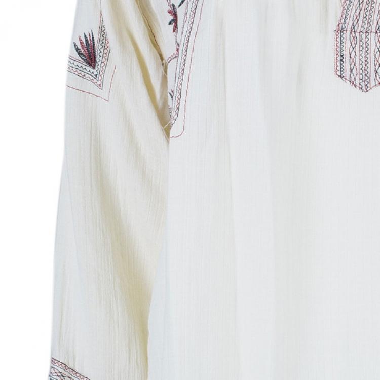 Pre Owned Isabel Marant Vicky Embroidered Cotton Crepe Top XS