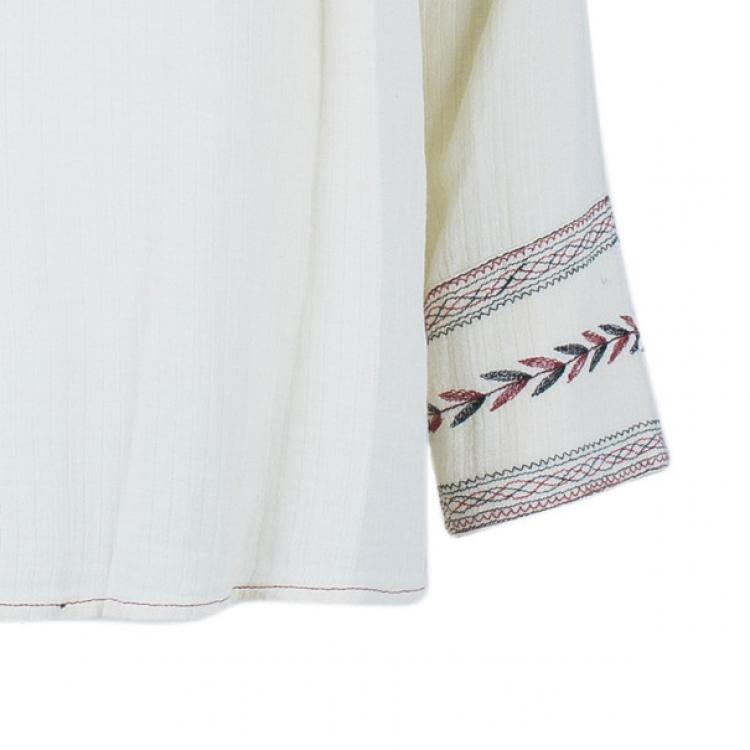 Pre Owned Isabel Marant Vicky Embroidered Cotton Crepe Top XS