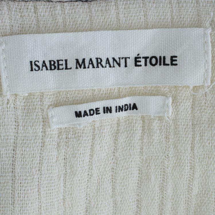 Pre Owned Isabel Marant Vicky Embroidered Cotton Crepe Top XS