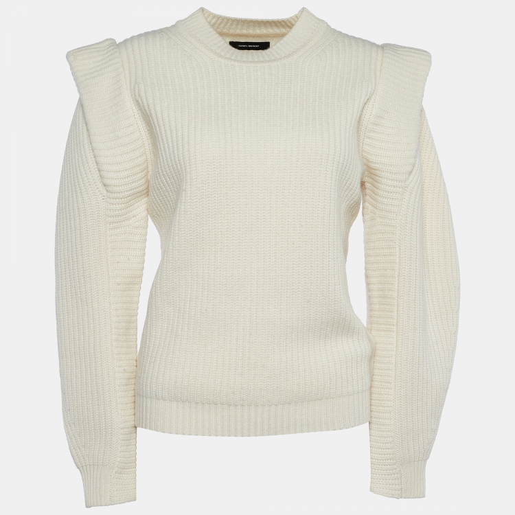 Pre Owned Isabel Marant Ecru Cashmere Wool Bolton Jumper S