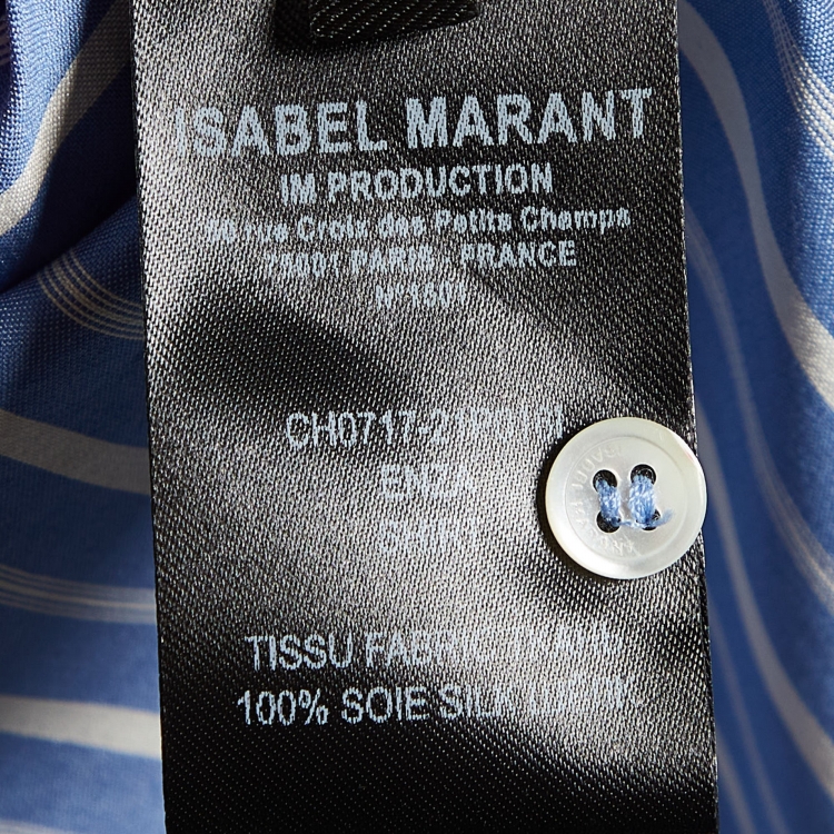 Pre Owned Isabel Marant Blue Striped Silk Enza Sleeveless Shirt S