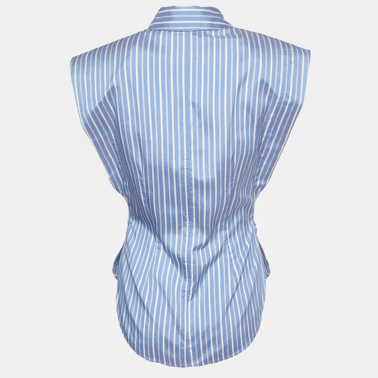 Pre Owned Isabel Marant Blue Striped Silk Enza Sleeveless Shirt S