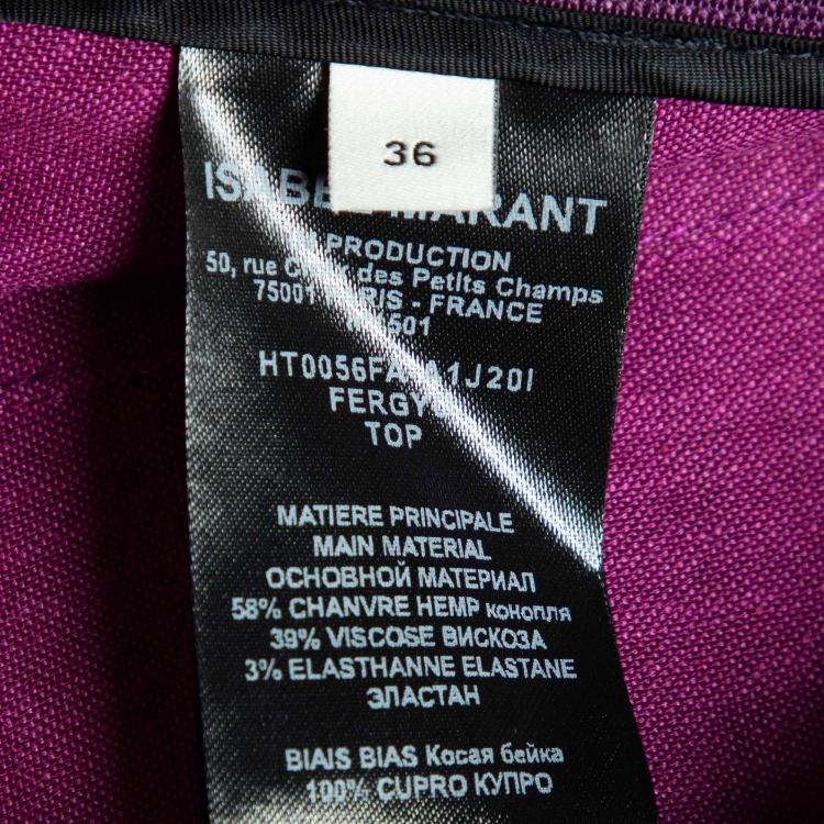 Pre Owned Isabel Marant Purple Linen Blend Fergyo Puff Sleeve Top S
