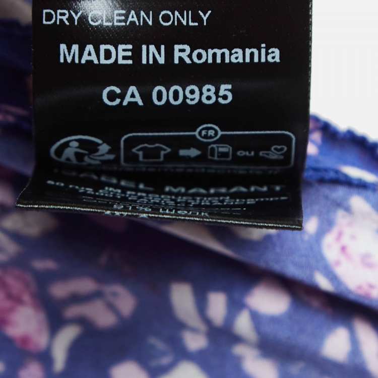 مملوكة مسبقًا Isabel Marant Purple Printed Silk Blend Ruched Long Dress S