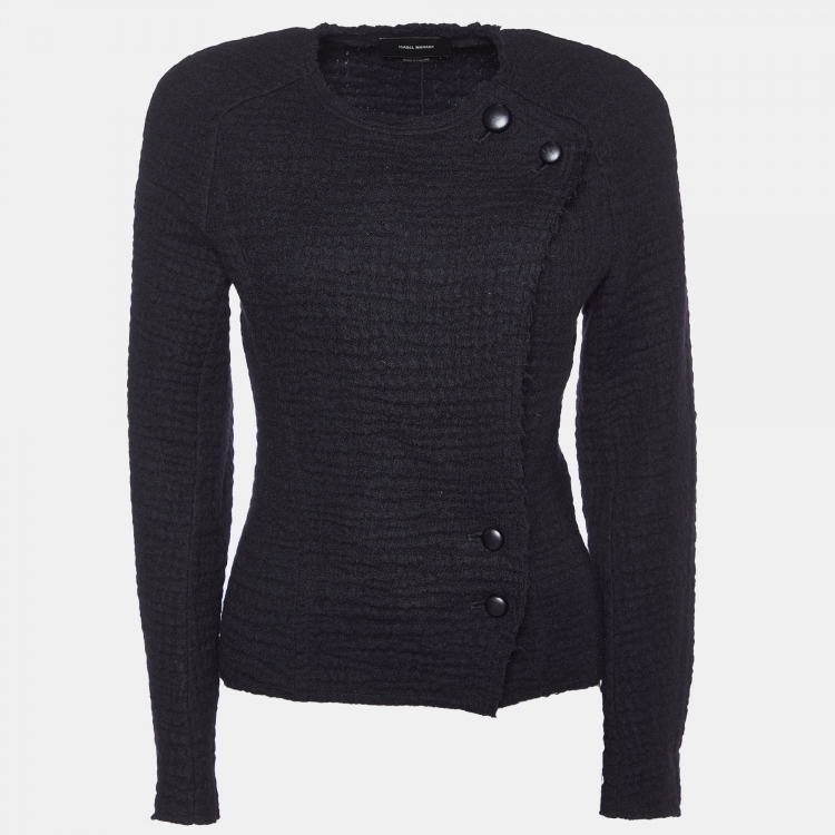 Pre Owned Isabel Marant Black Wool Asymmetric Jacket S