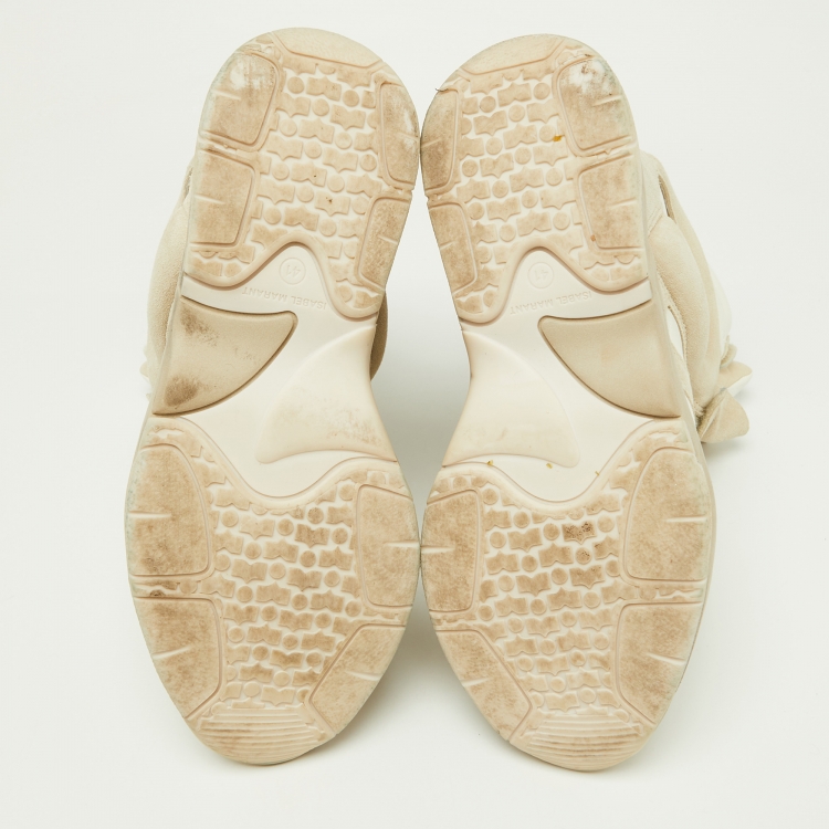 Pre Owned Isabel Marant White/Beige Leather and Suede Balskee Sneakers Size 41