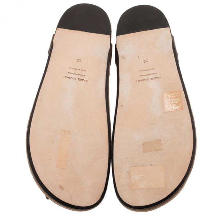 Pre Owned Isabel Marant Brown Braided Leather Brook Sandals Size 39