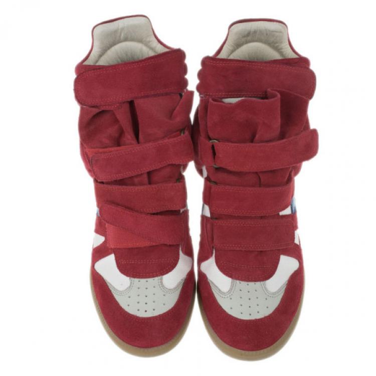 Pre Owned Isabel Marant Red Bayley Star Wedge Sneakers Size 41