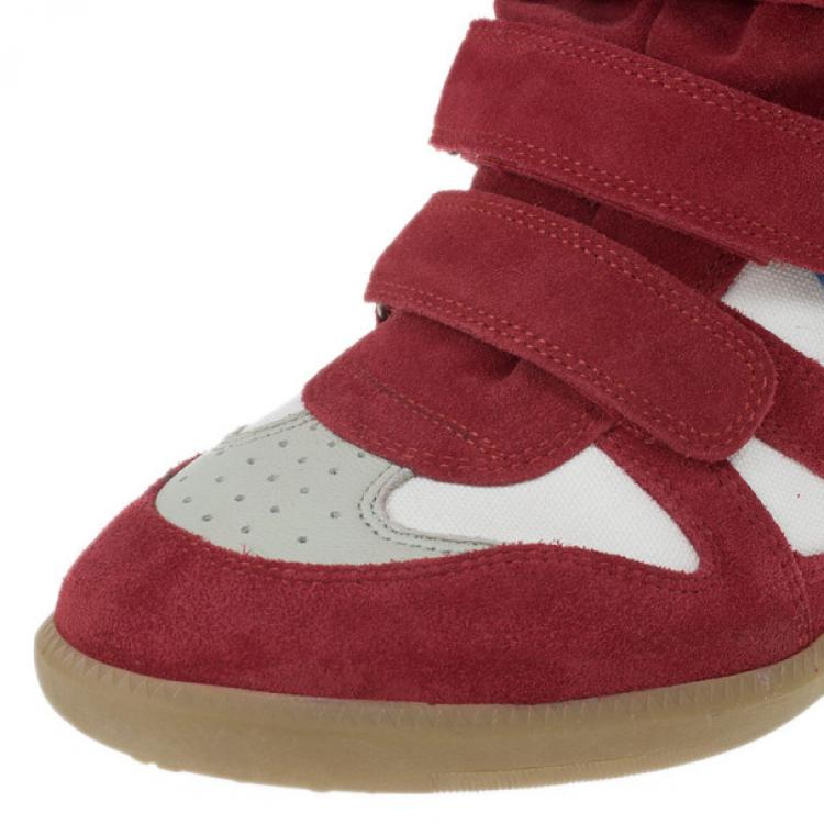 Pre Owned Isabel Marant Red Bayley Star Wedge Sneakers Size 41