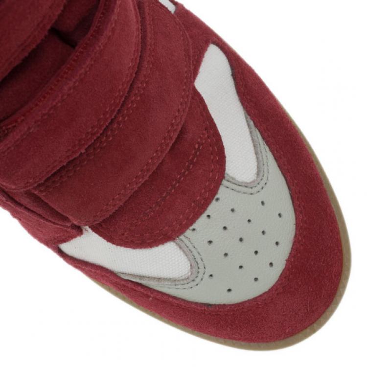 Pre Owned Isabel Marant Red Bayley Star Wedge Sneakers Size 41