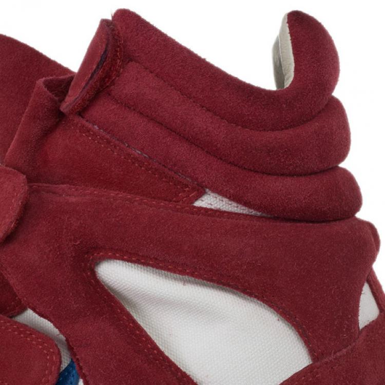 Pre Owned Isabel Marant Red Bayley Star Wedge Sneakers Size 41