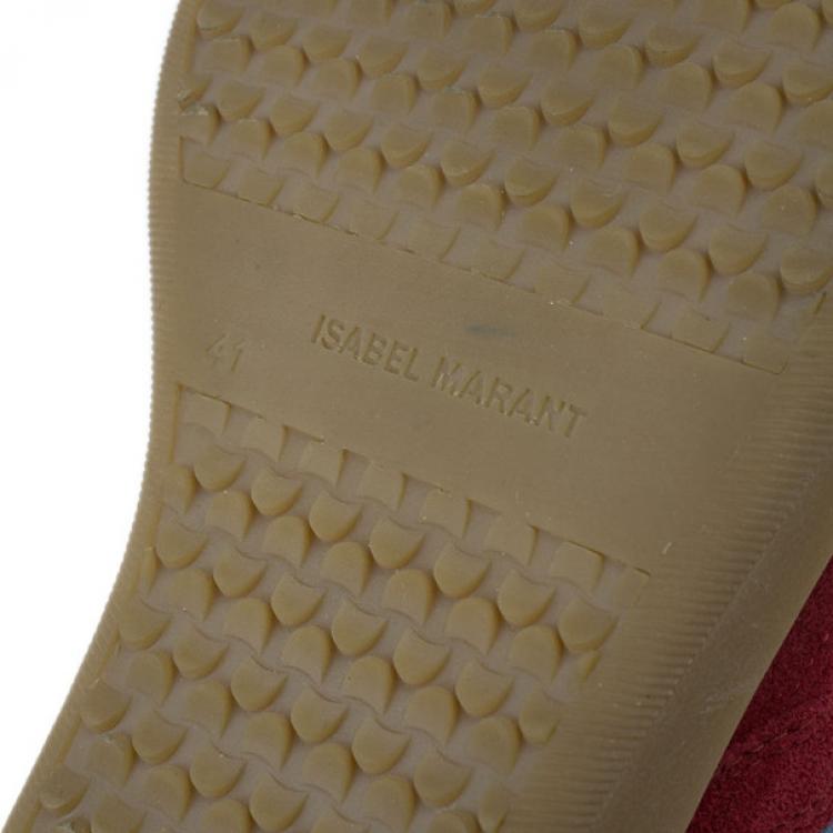 Pre Owned Isabel Marant Red Bayley Star Wedge Sneakers Size 41