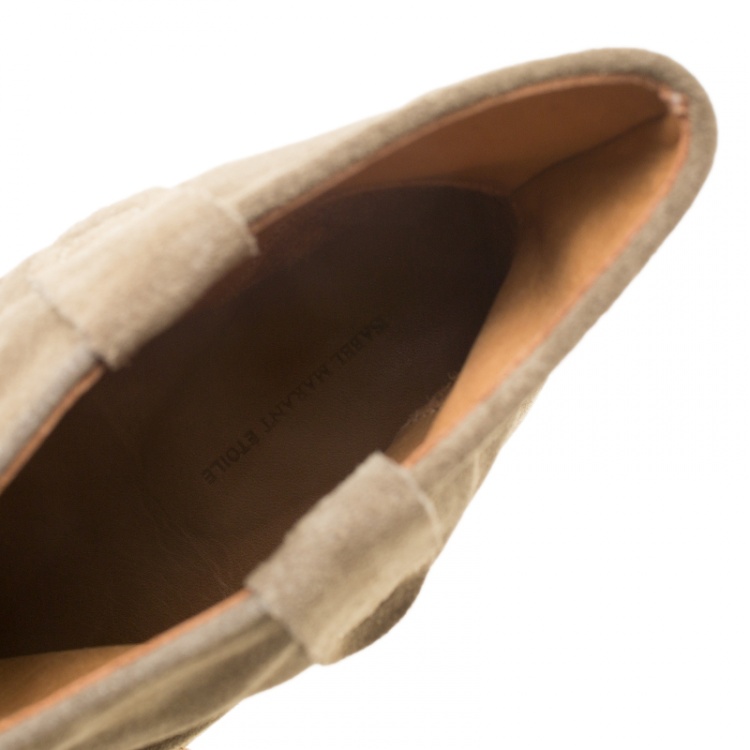 مملوكة مسبقًا Isabel Marant Beige Suede Crisi Ankle Boots Size 39.5