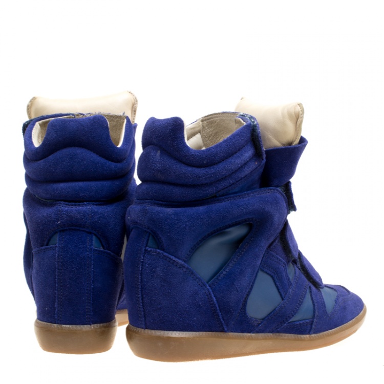 Pre Owned Isabel Marant Blue Suede Bekett Wedge Sneakers Size 37