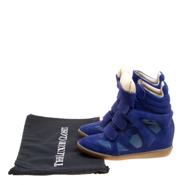 Pre Owned Isabel Marant Blue Suede Bekett Wedge Sneakers Size 37