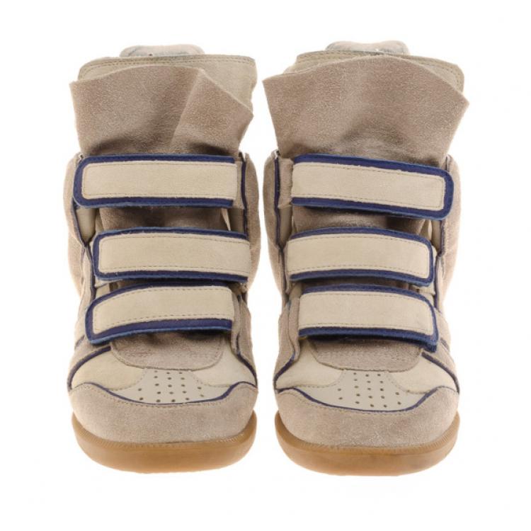 Pre Owned Isabel Marant Grey Bekett Wedge Sneakers Size 36
