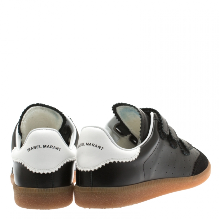 مملوكة مسبقًا Isabel Marant Black Leather And Suede Beth Velcro Sneakers Size 41
