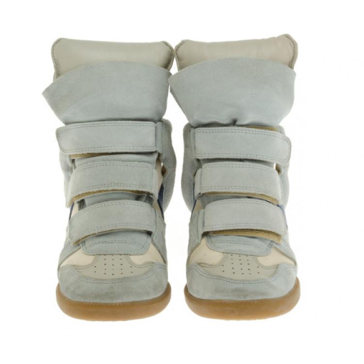 Pre Owned Isabel Marant Grey Bayley Star Wedge Sneakers Size 37
