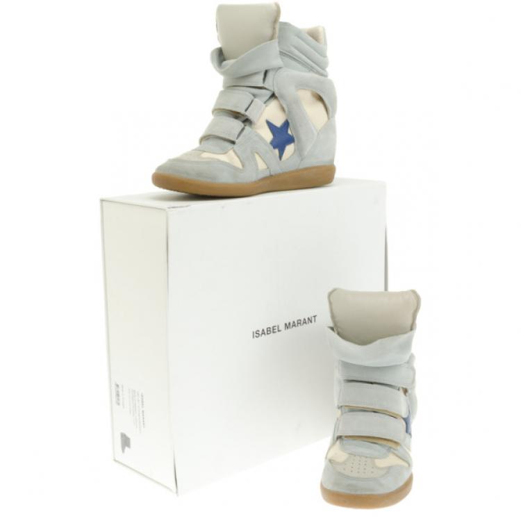 Pre Owned Isabel Marant Grey Bayley Star Wedge Sneakers Size 37