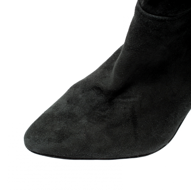 Pre Owned Isabel Marant Grey Stretch Suede Brenna Thigh Length Boots Size 39