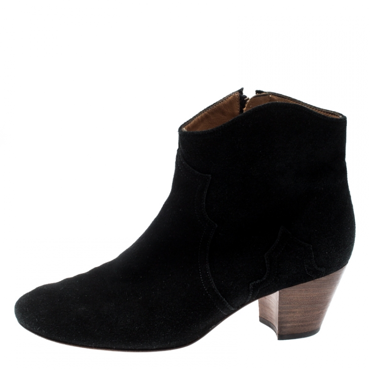Pre Owned Isabel Marant Black Suede Dicker Ankle Boots Size 40