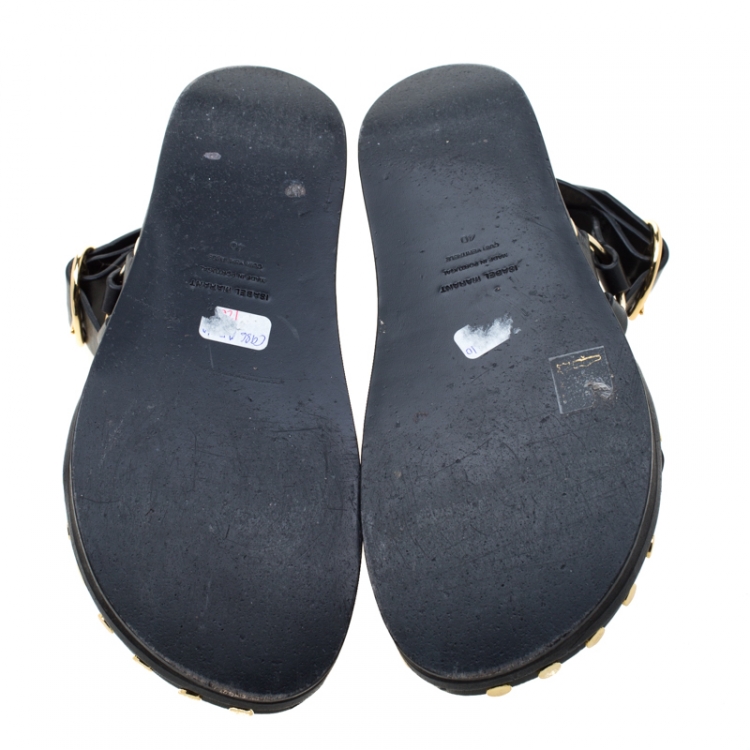 مملوكة مسبقًا Isabel Marant Black Leather Nirvy Stud Trim Platform Sandals Size 40