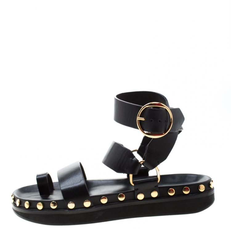 Isabel Marant Black Leather Nirvy Trim Sandals Size 40 Isabel Marant | TLC