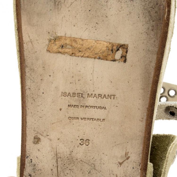 Pre Owned Isabel Marant White Leather Edris Bow Tie Sandals Size 37