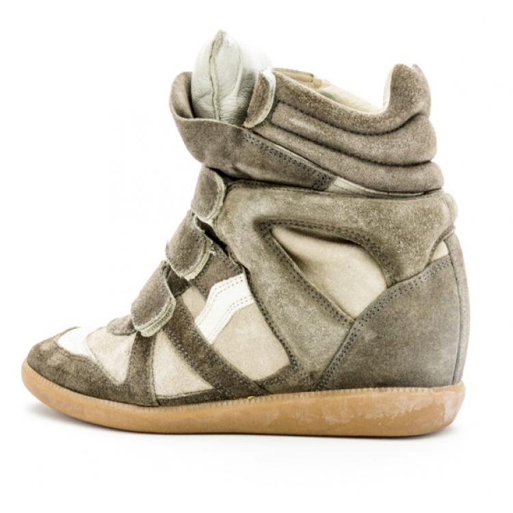 مملوكة مسبقًا Isabel Marant Beige Bekett Wedge Sneakers Size 37